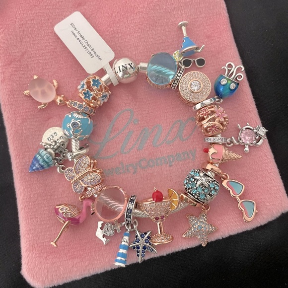 Linx Snake Chain Bracelet with Ocean and Beach Themed Charms